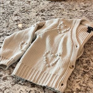 AQUA Heart Pom Cardigan